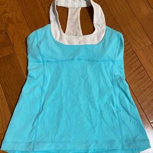 Lululemon Athletica Light Blue and White Tank Top